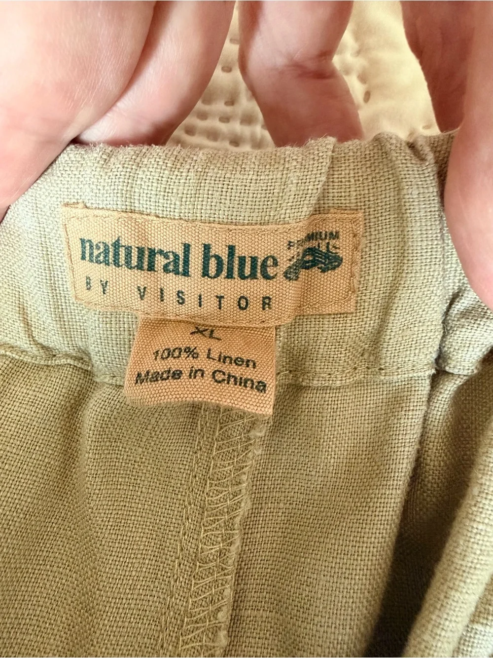 Natural Blue by Visitor Men’s XL 100% Linen Drawstring Pants Beige